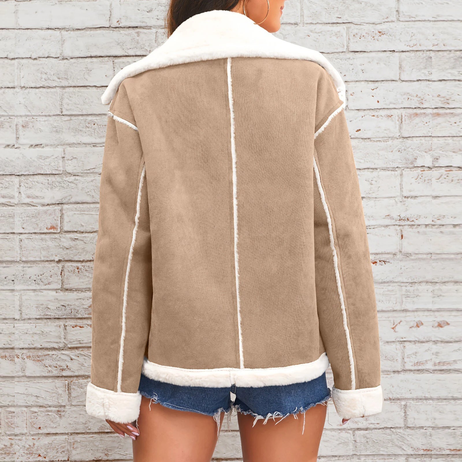 Women's New Coat Autumn Winter Fashion Lapel Thin Plush Short Jacket Trendy fashion Biker Retro Style Cropped Coat Streetwear
