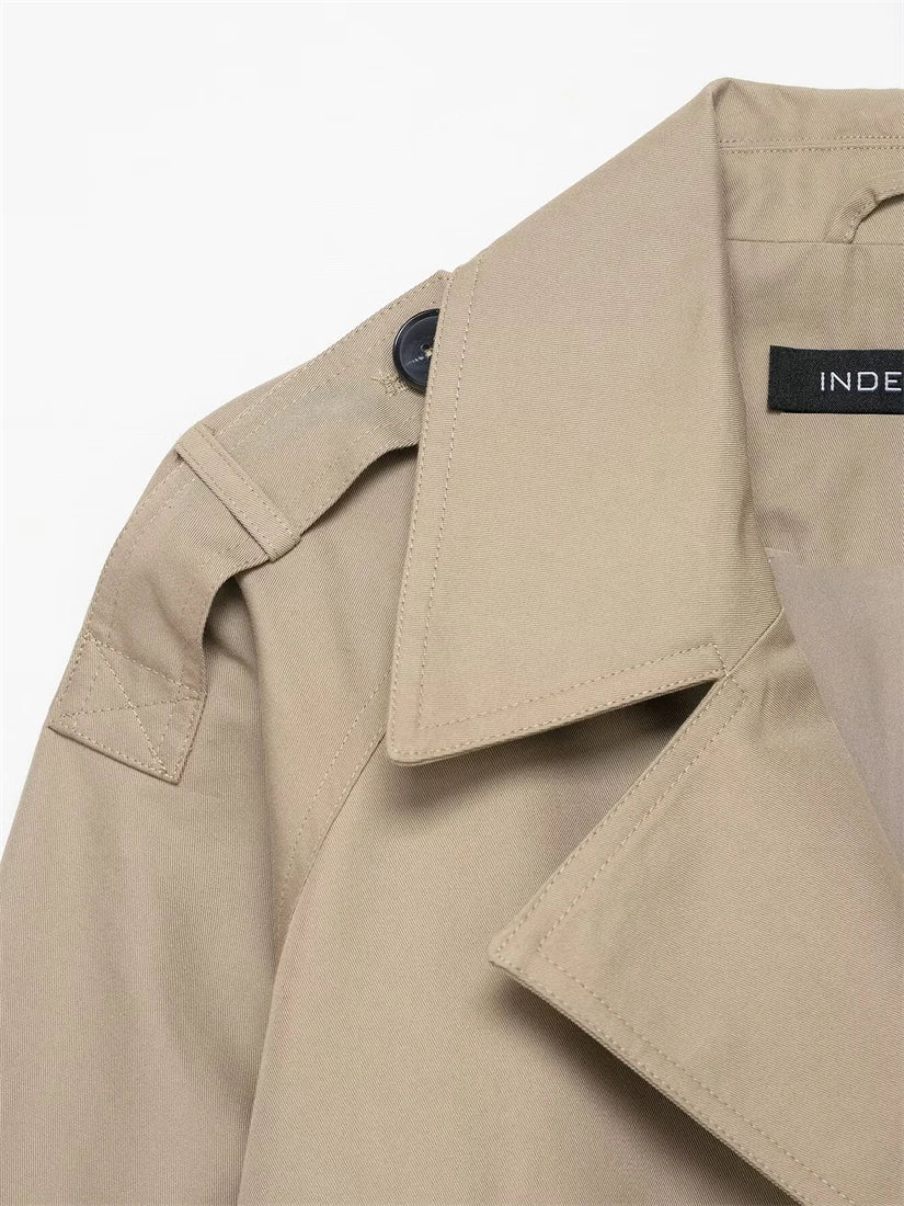 Women's Double-Breasted Short Trench Coat Fashion 2025 New Style Elegant Outerwear for Ladies