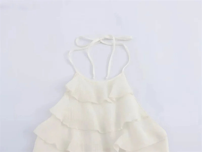 Summer Women Bow Halter Sleeveless Vest Elegant Fringed Sexy Top Vest Fashion Lady Bustier Suspender Female Clothes