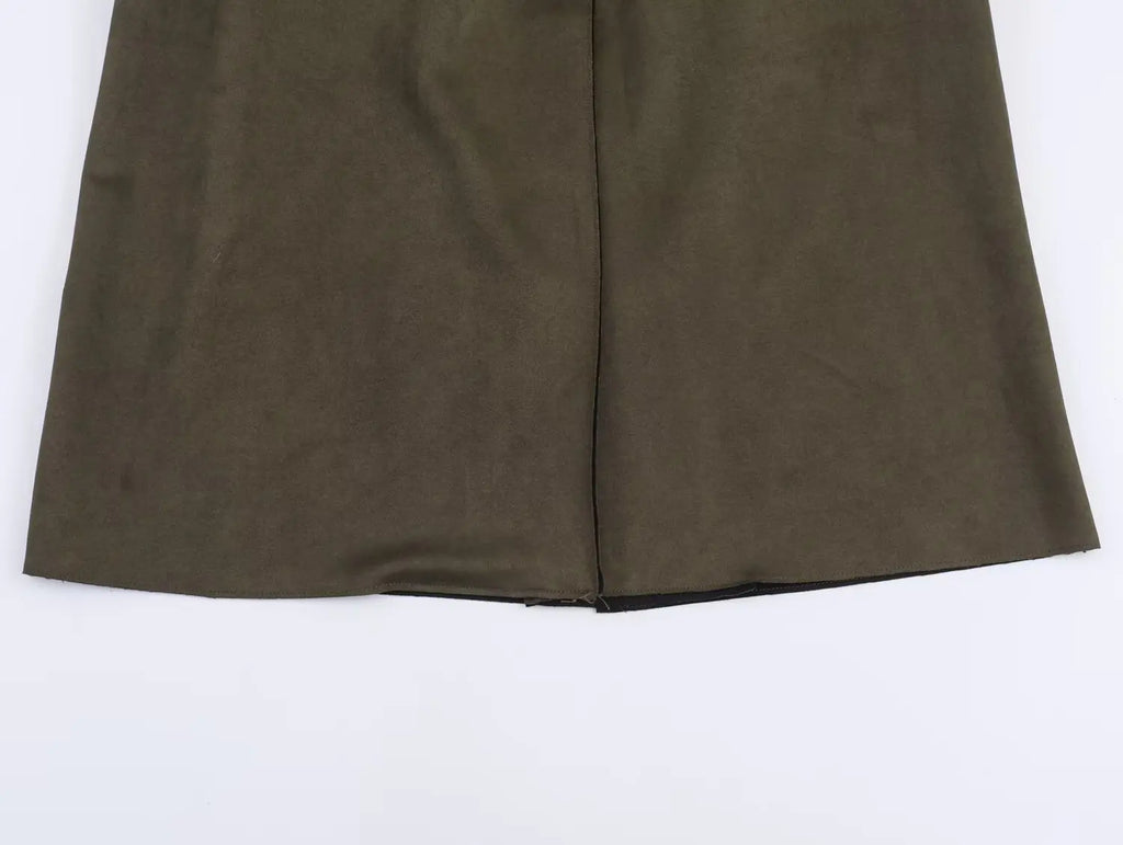 European style new women's fashionable and versatile solid color long trench coat with belt and suede effect.