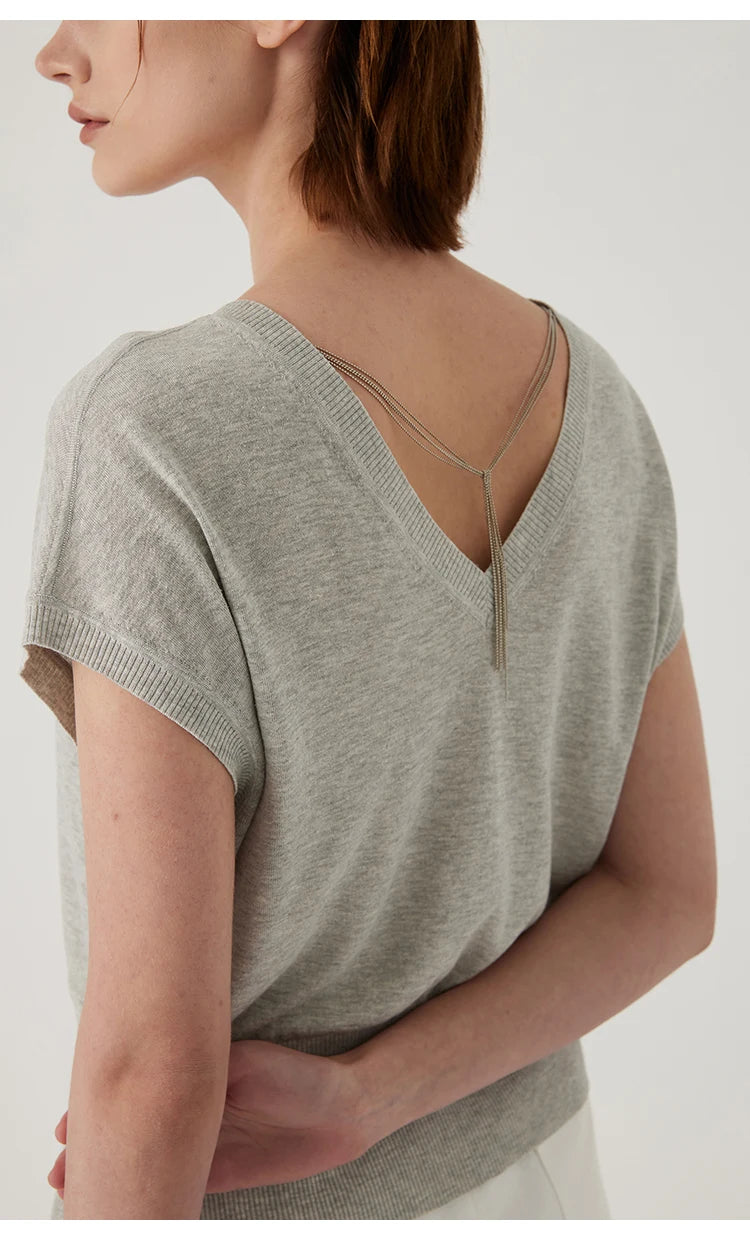 BG3511194  Ladies Clothes can be worn on both sides Summer Sweaters for Women Wool Silk Tops Women's Clothing Tshirt