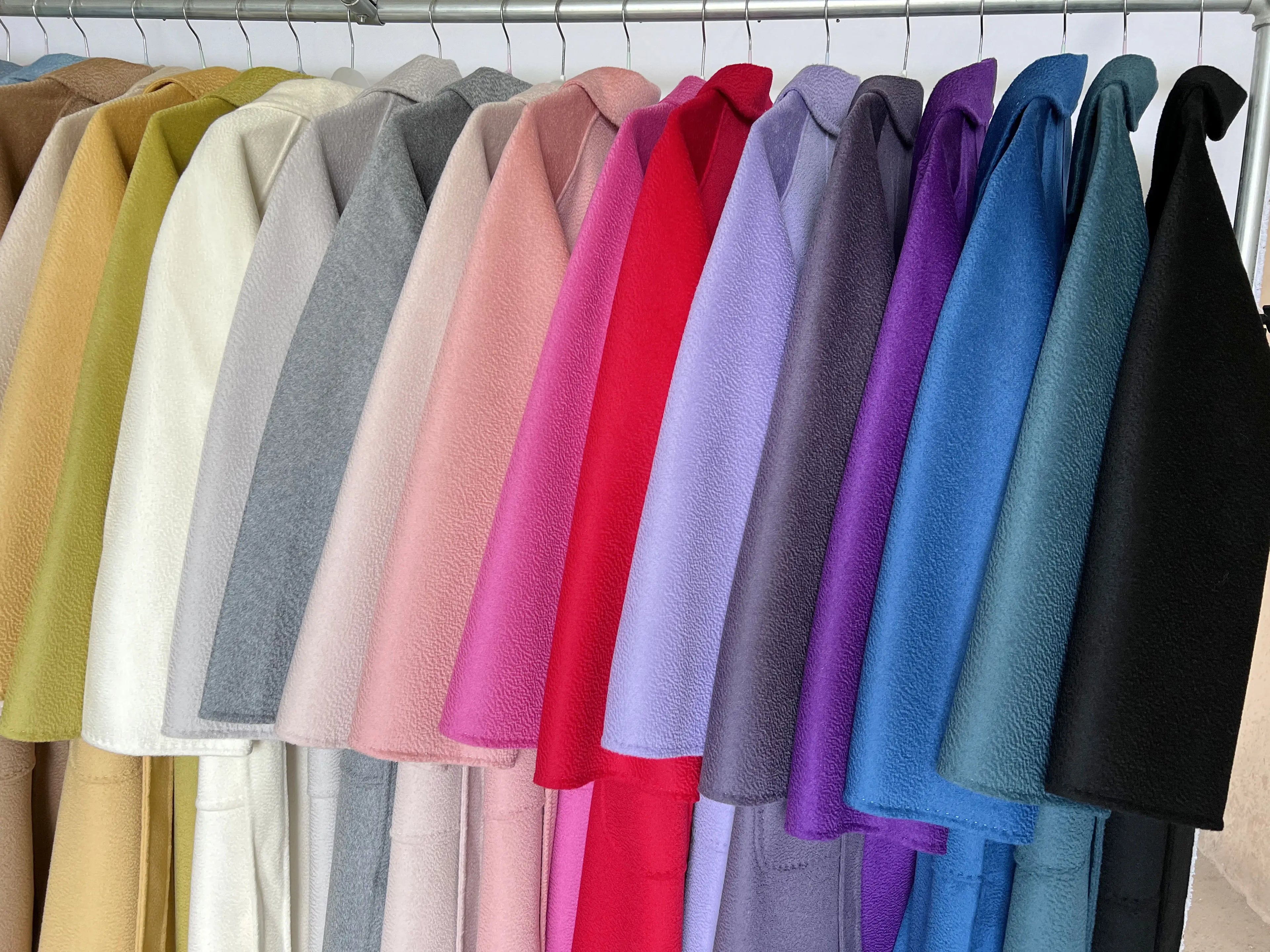 Cashmere Coat Female Winter Mid-Length Corrugated Coat Black Wool Coat Woman Autumn New Casual Fashion Red Beige Lace-Up Coat