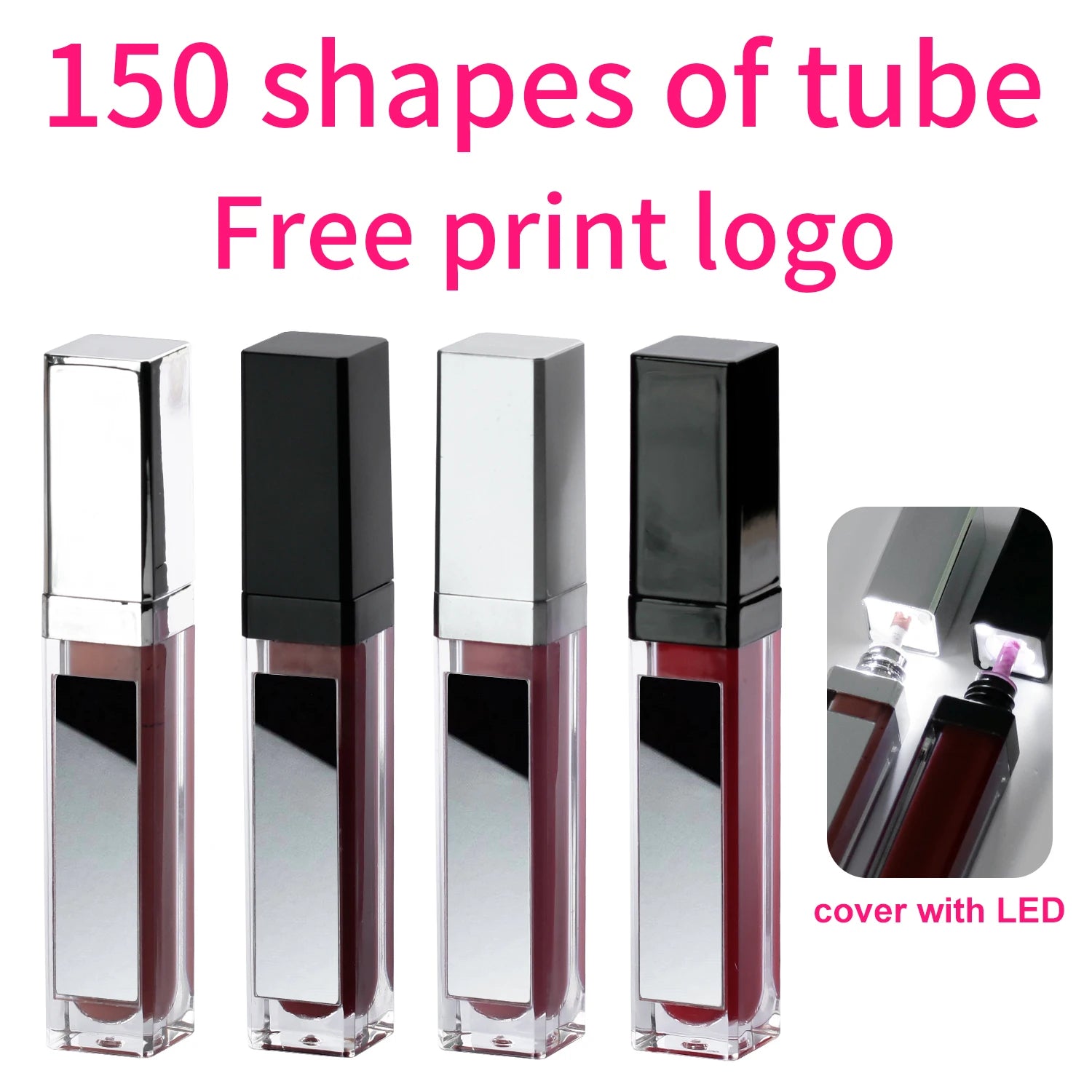 Wholesale Lip Gloss With Led Light And Mirror Private Label Lipstick Liquid Shiny Colors Lipgloss Your Own Brand Makeup Bulk