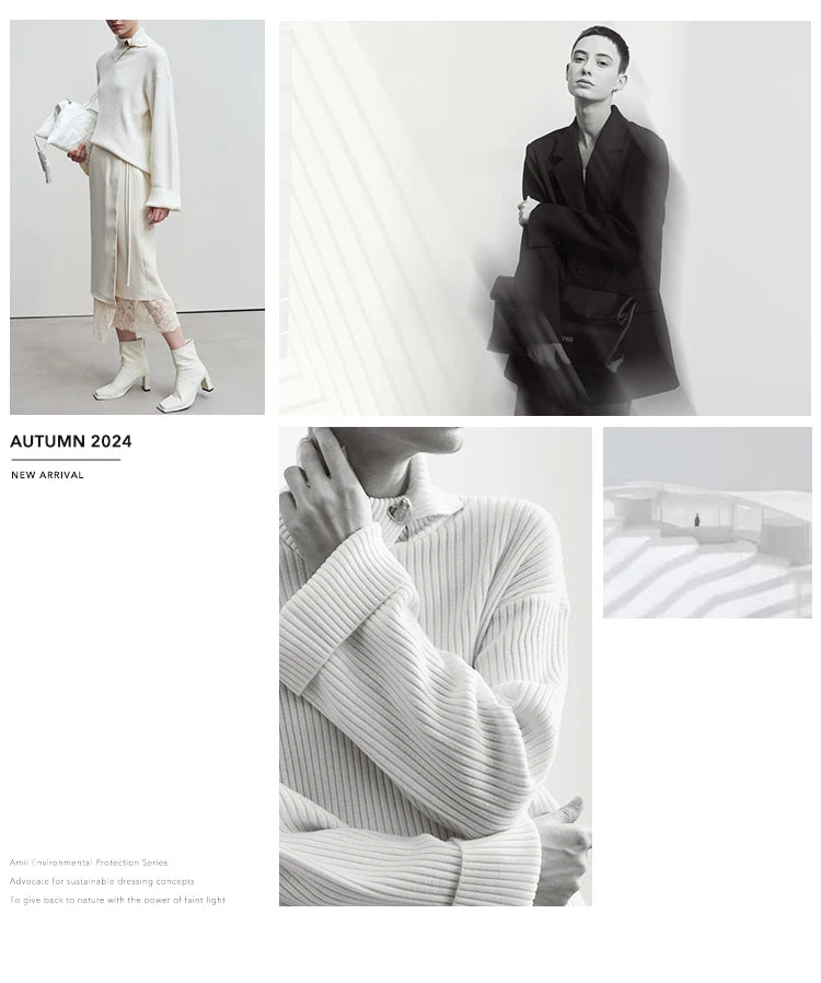 Amii Fall Clothes 2024 Women Casual Zip Up Short Coat Women Sweatshirt Solid Turtleneck Loose Sports Streetwear Jacket 12443222