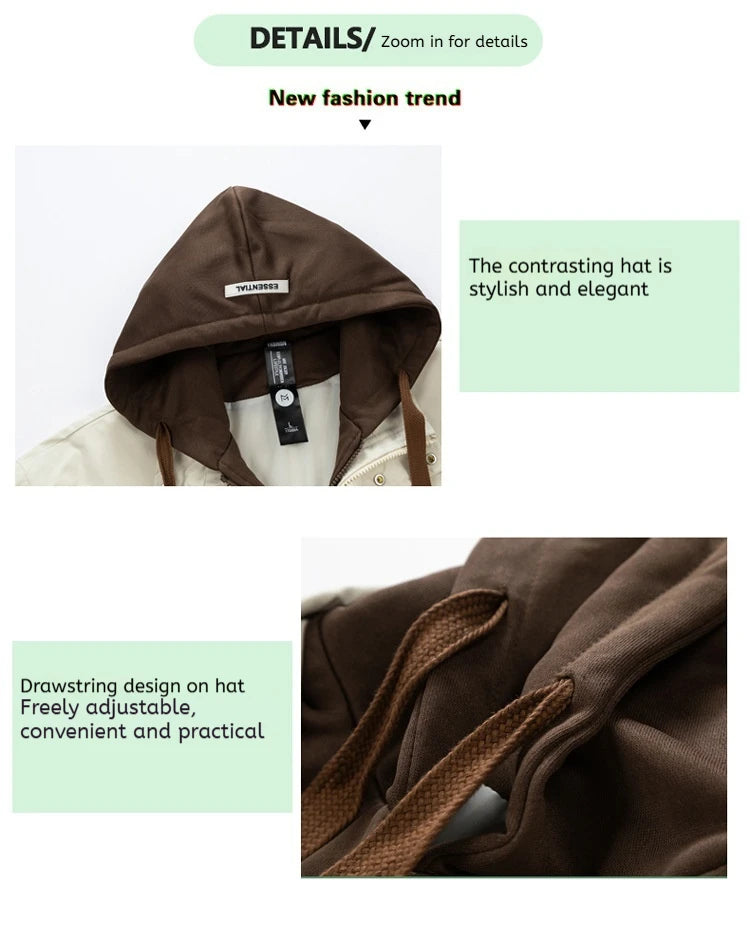 Men's Jacket Thin Hooded Jacket Youth Autumn and Winter New Popular Color Matching High-end Baseball Uniform Casual Hooded