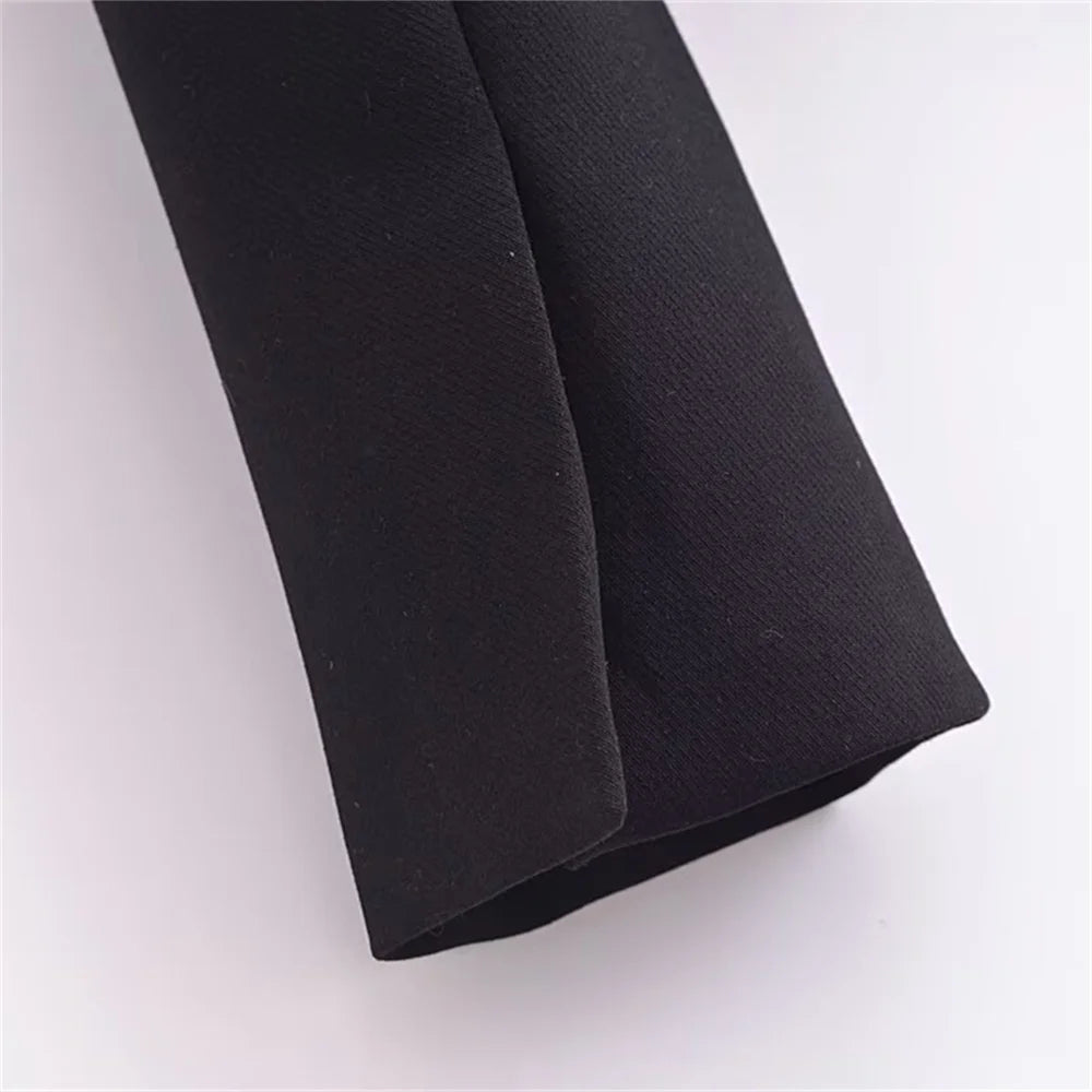 autumn new women's casual long sleeved top with open design, casual suit jacket with pleats and ankle pants set