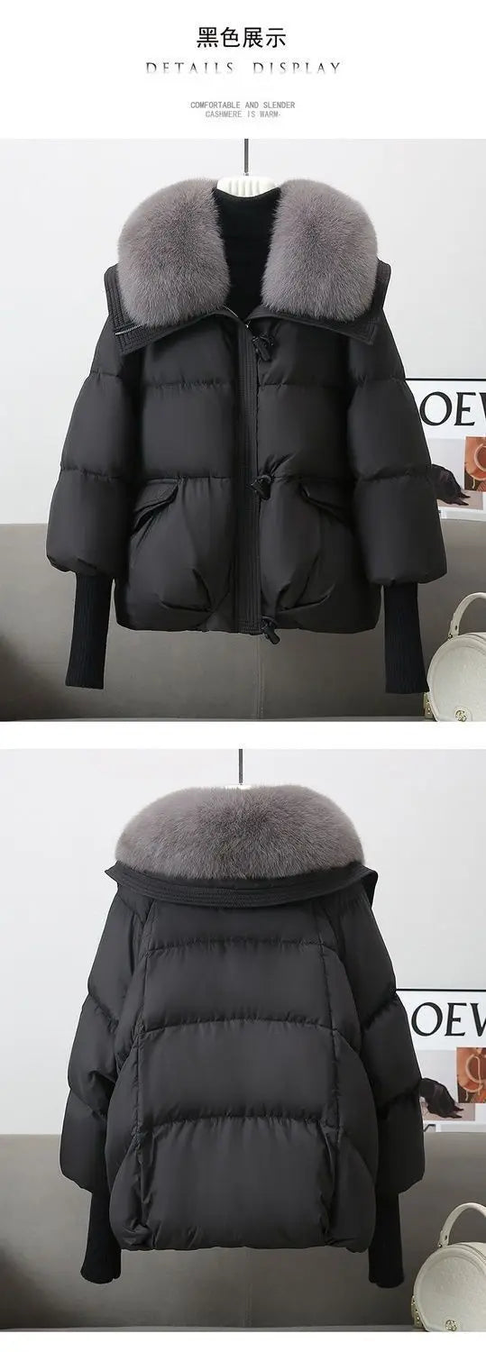 Women Winter Down Cotton Jacket 2025 New Women Warm Thick Cotton Coat Larger Fur Collar Cotton Padded Jacket Women Parka Coat