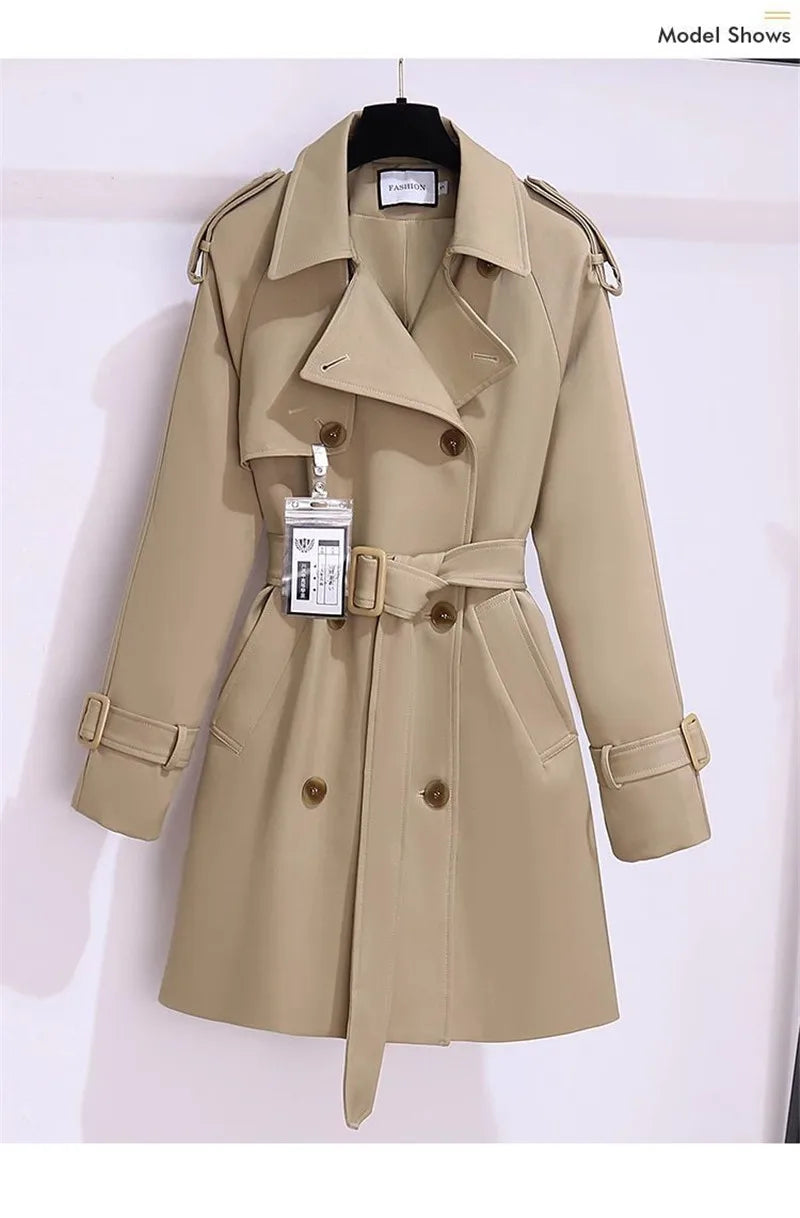 Trench Coat Women's Suit Collar Coat 2025 New Spring Autumn Female Long Jacket Waist Temperament Popular Windbreaker Overcoat