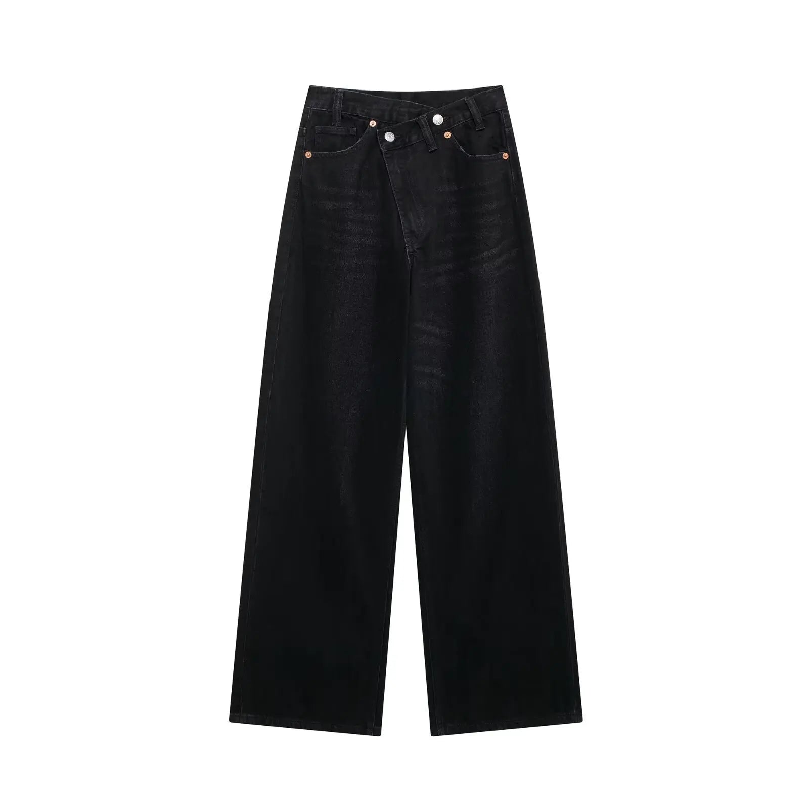 Jeans For Woman New Fashion Asymmetric Design High Waist Wide Leg Trousers Casual Women's Straight Leg Jeans