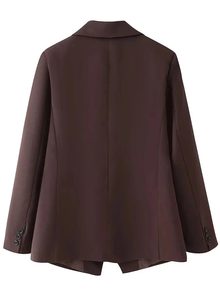Women's Fashion 2024 Fall and Winter New Elegant Chic Slim Shape Solid Color Long Sleeve Lapel Button Blazer