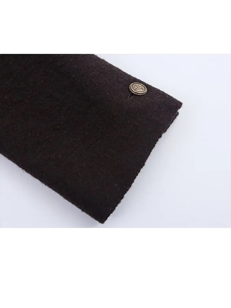 HH Women's Autumn Fashion Tweed Jacket Round Neck Short Woolen Jacket Female Commuter Versatile Fragrant Breeze Casual Coat