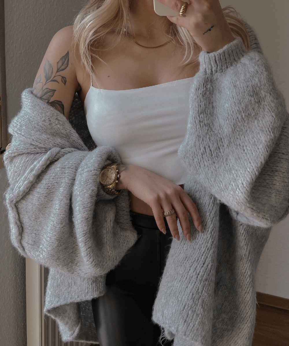 Autumn Winter New Casual Knitted Sweater Cardigan Jacket Loose Long Sleeve Solid Color Mid-length Sweater Women Cardigan Jacket