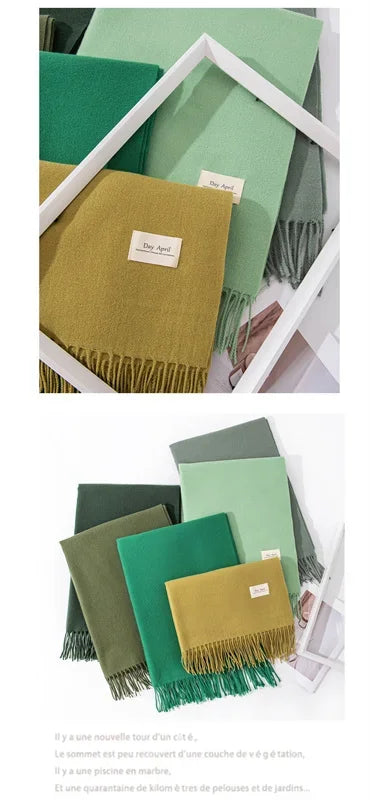 Cashmere Scarves for Women 2024 Winter Shawls Warm Wraps Lady Pashmina Solid Print Blanket Scarf Neck Headband Hijabs Stoles