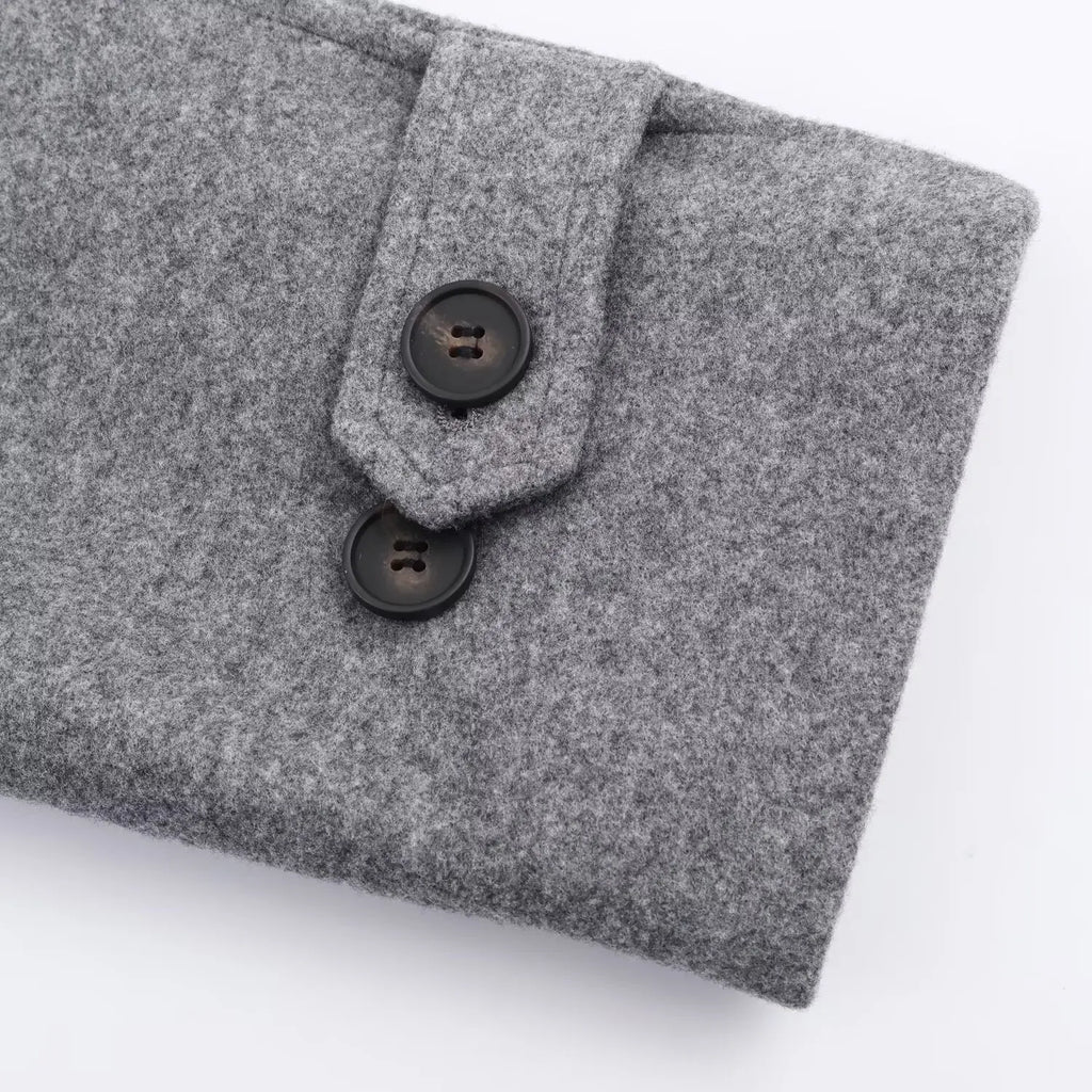 Women Wool Coat With Belt Autumn Winter Female Laple Long Sleeve Single-Breasted Outwear Coat Lady Loose Jackets