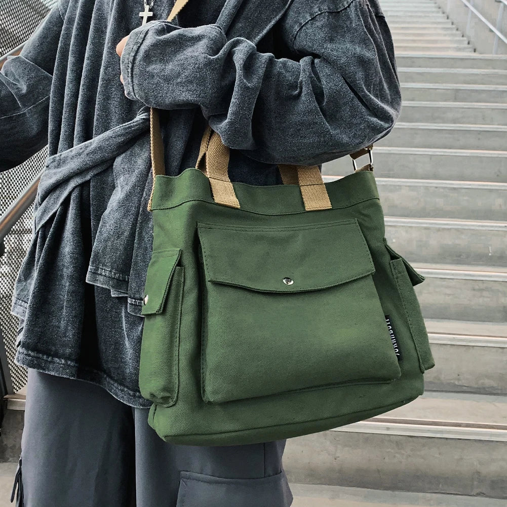 Women's School Messenger Bags For Women Shoulder Ladies Designer Handbag Solid Large Capacity Casual Canvas Shoulder Female Bags