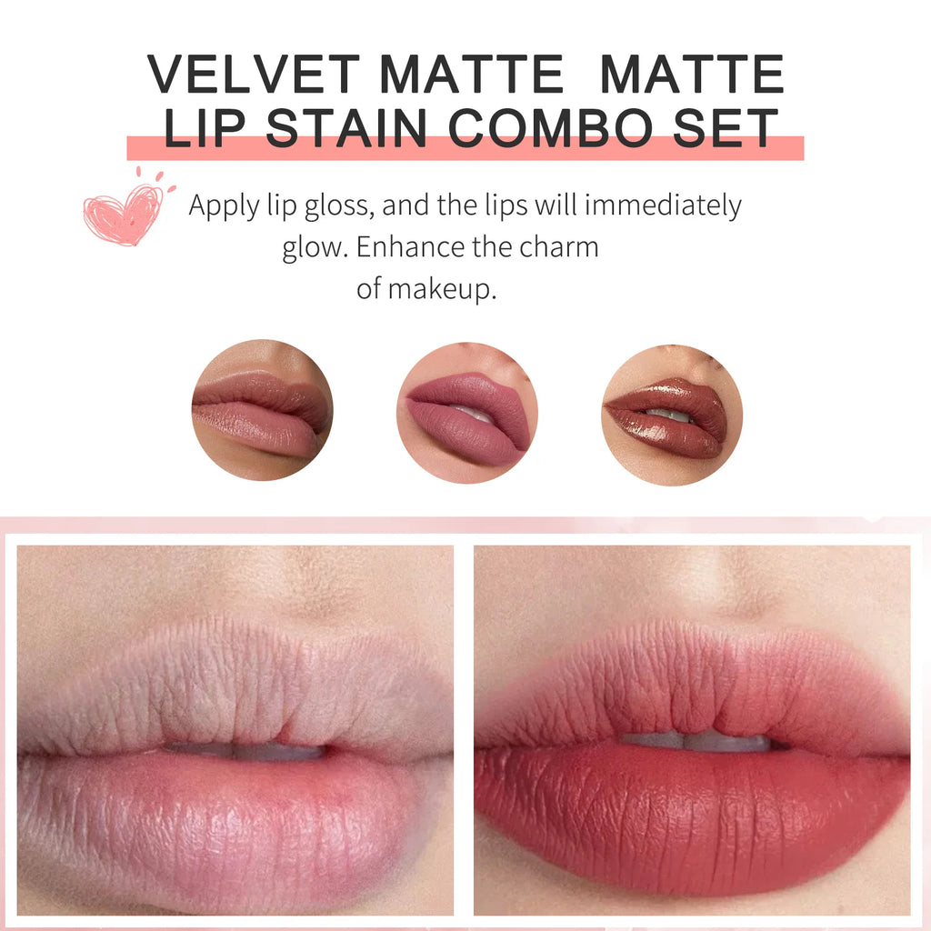 6pcs/set Nude Lip Gloss Matte Velvet Lipstick Makeup Waterproof Long-lasting Liquid Lipstick Women Moist Lip Tint Cosmetics