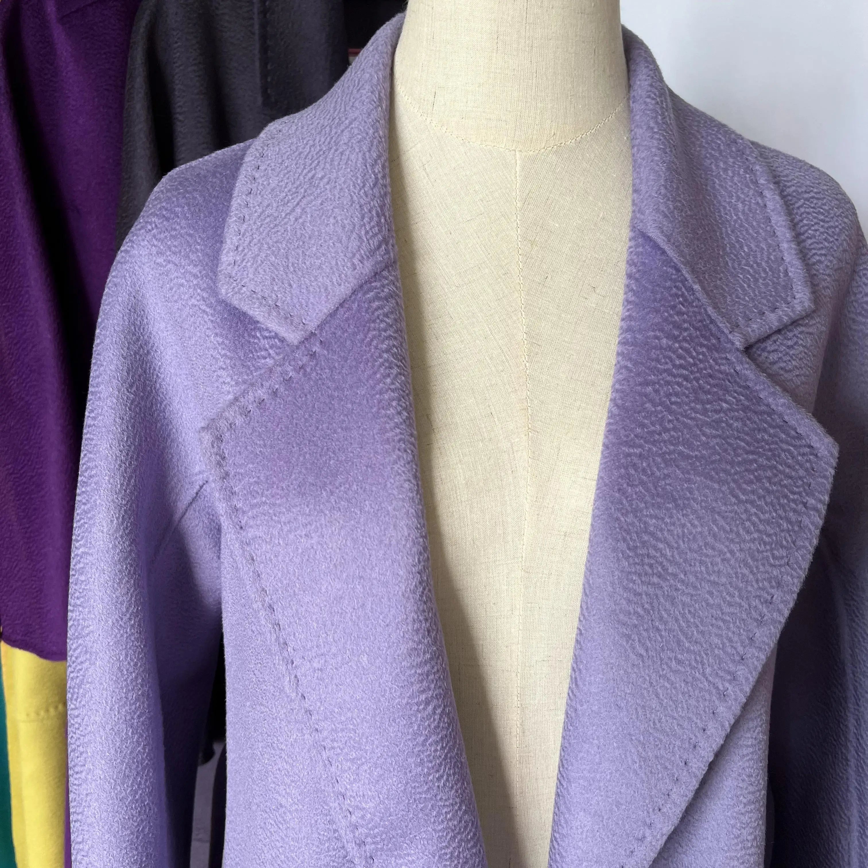 Cashmere Coat Female Winter Mid-Length Corrugated Coat Black Wool Coat Woman Autumn New Casual Fashion Red Beige Lace-Up Coat