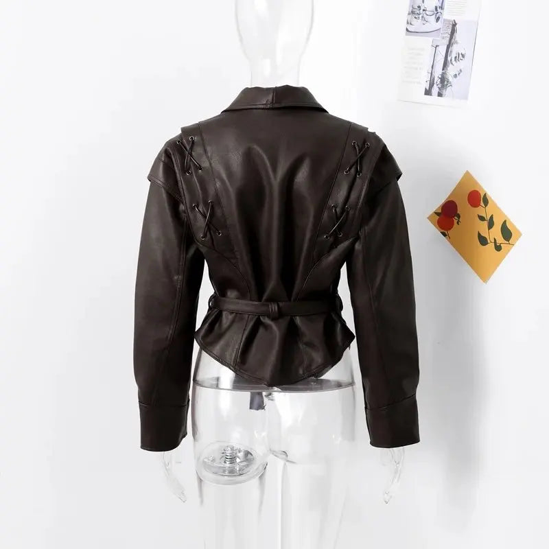 Autumn and Winter Faux Leather Jackets for Women 2025 Chic Dropped Shoulder PU Jacket Coat Casual Office Lady Blouses