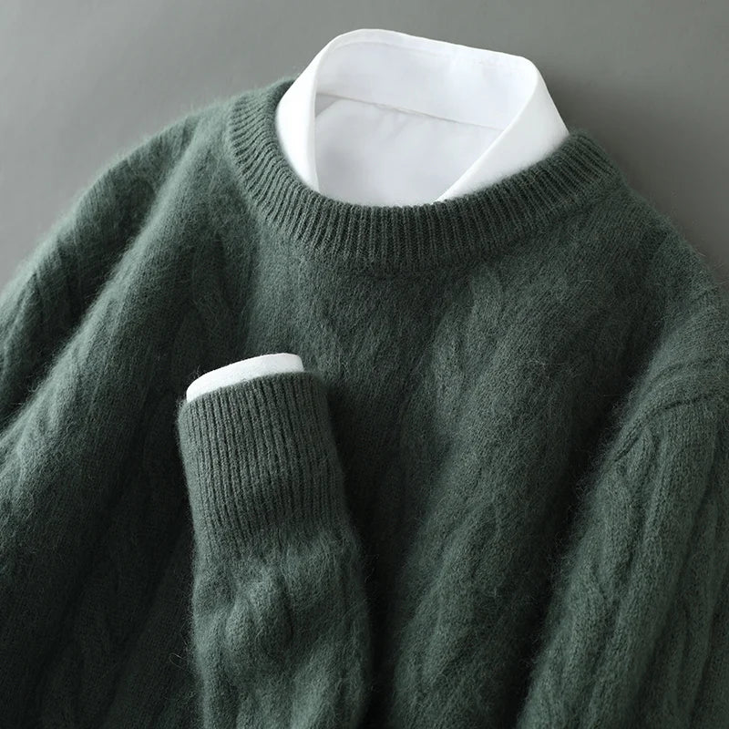 Men's thick cashmere sweater 100% pure cashmere round neck cashmere sweater 2024 new spring and winter knit base shirt