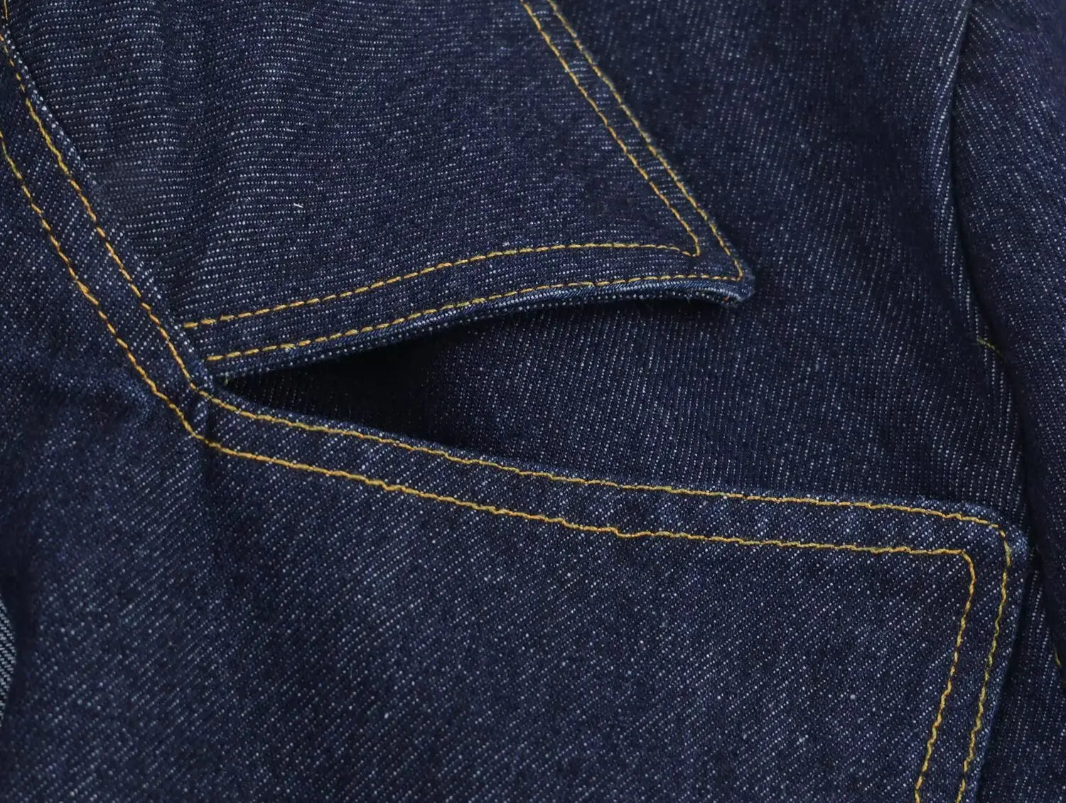 2025 New Women's Fashion Cinched Waist Denim Short Trench Coat Navy Blue Stand Collar Long Sleeve Elegant Ladies' Fashion Appare