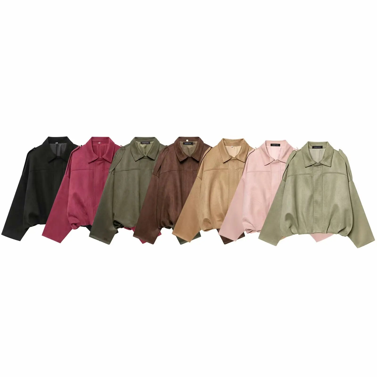 Women's Jacket 2025 New Multicolor Suede Textured Lapel Bomber Fall Vintage Fashion Women's Top