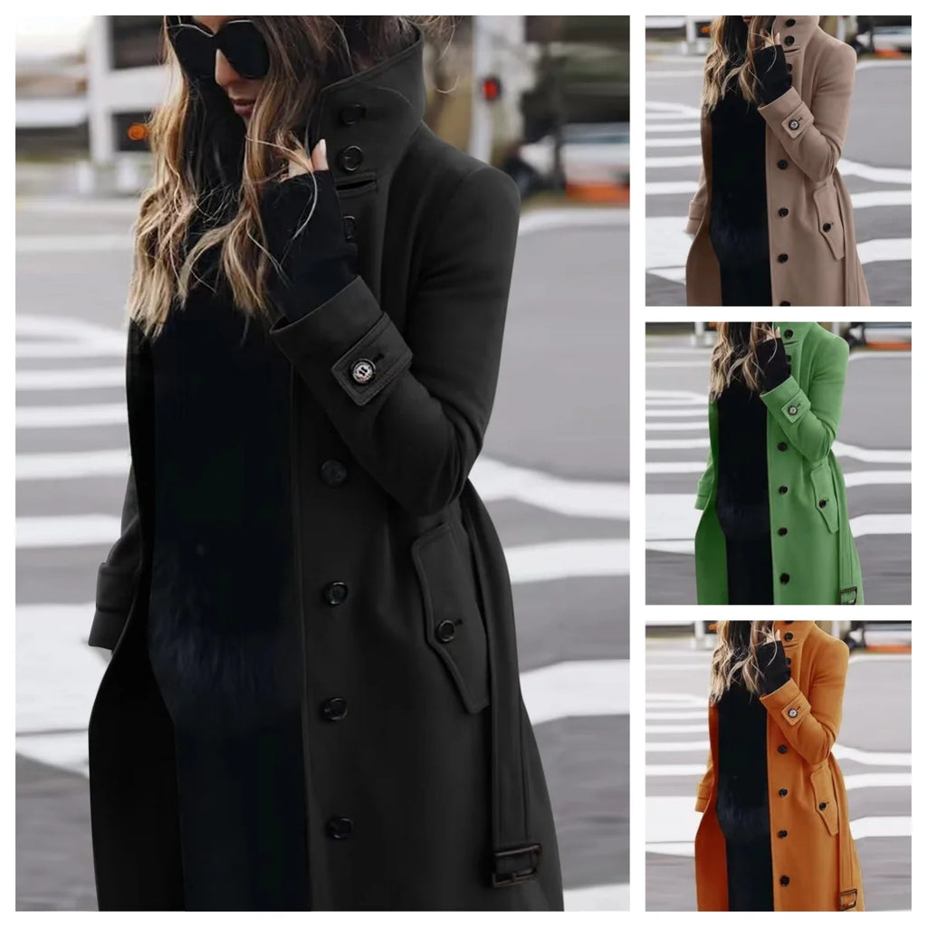 Women's Coat Outerwears Autumn Winter Warm Female Jackets Single Breasted Turn-down Collar Single Breasted Women's Clothes New