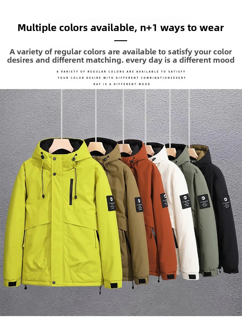 Men's Fishing Jacket  Mountain Climbing Coat Men Thickened Hooded Coat New Winter Loose Men Simple and Fashionable Work Jacket