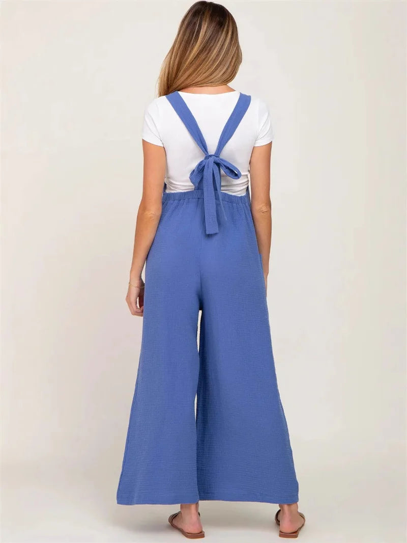 Maternity Clothes Cargo Pants Pregnant Women Clothing Wide-leg Overall Lace-up Mother Trousers Casual Maternity Workwear Pants