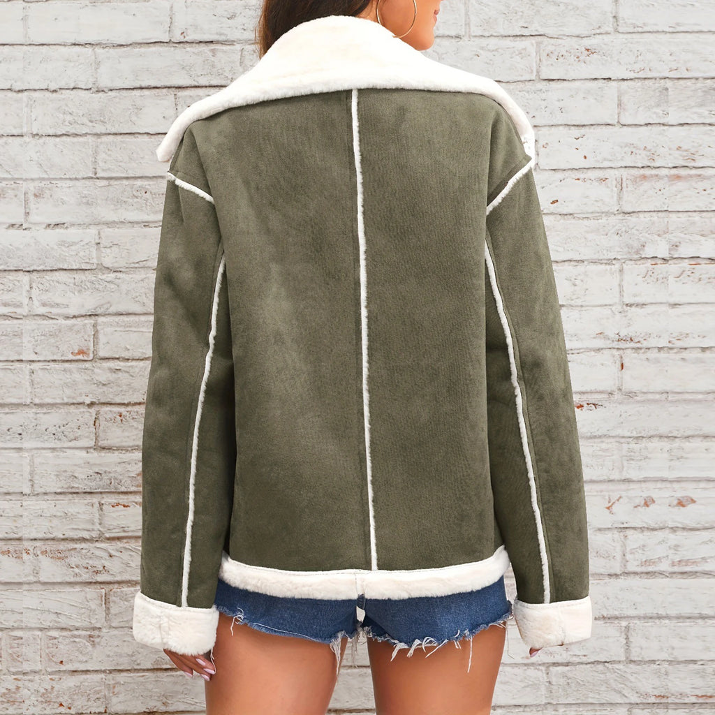 Women's New Coat Autumn Winter Fashion Lapel Thin Plush Short Jacket Trendy fashion Biker Retro Style Cropped Coat Streetwear