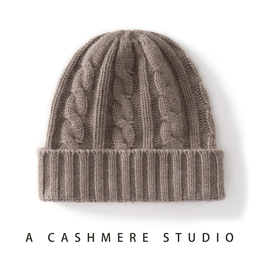 Cashmere Hat For Women/Men Winter New Thickened Fashion Solid Twisted Knitted Beanies Hats Casual Unisex Outdoor Soft Warm Caps