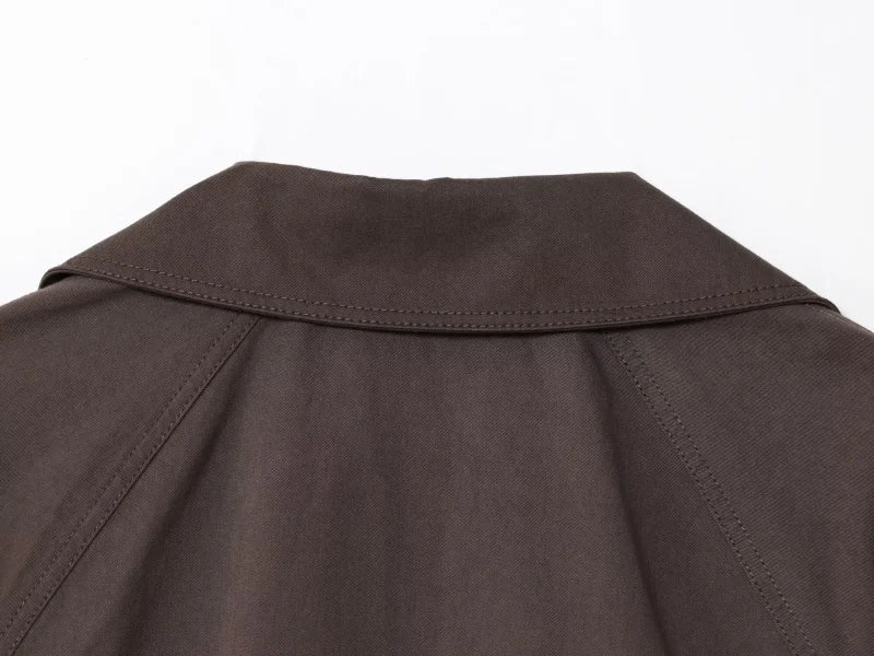 ETJ Autumn 2025 new collection  women's British style lapel double-breasted Maillard color belt casual trench coat