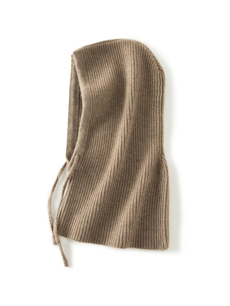 Wool Cashmere Knitted Hood Hat Scarf Elegant Hats Beanies Women Men Winter Neck Warm Balaclava Headgear Caps Unisex 4 New Colors