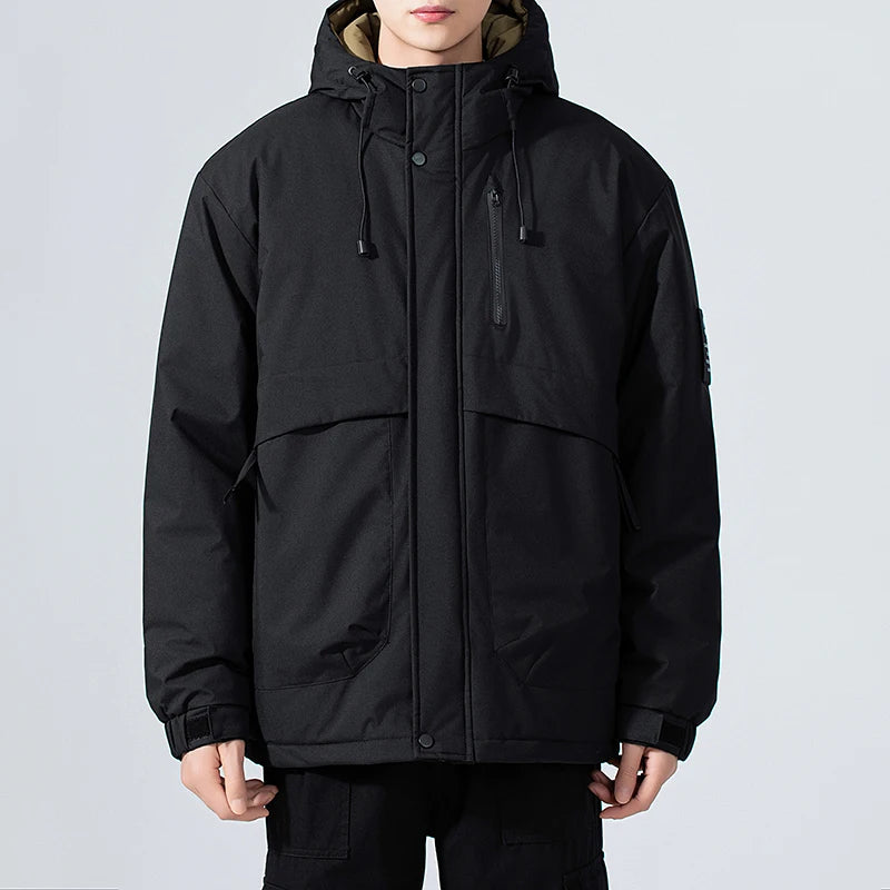 Men's Fishing Jacket  Mountain Climbing Coat Men Thickened Hooded Coat New Winter Loose Men Simple and Fashionable Work Jacket