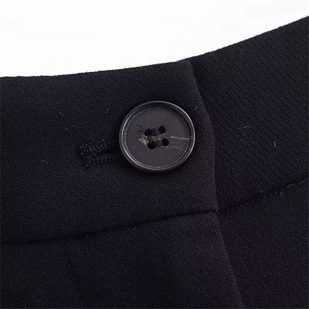 autumn new women's casual long sleeved top with open design, casual suit jacket with pleats and ankle pants set