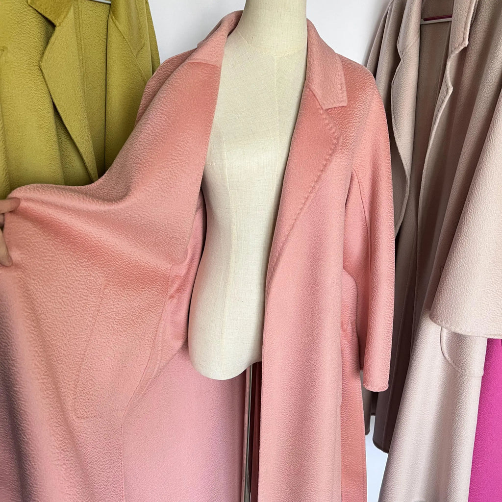 Cashmere Coat Female Winter Mid-Length Corrugated Coat Black Wool Coat Woman Autumn New Casual Fashion Red Beige Lace-Up Coat