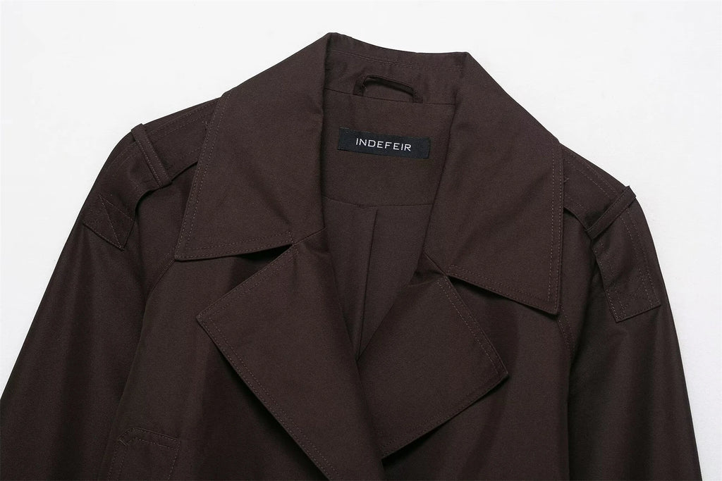 Women's Double-Breasted Short Trench Coat Fashion 2025 New Style Elegant Outerwear for Ladies