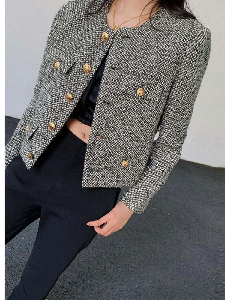Coat Women Winter Jacket New Autumn and Winter Korean Women's Single-breasted High-quality Chic Tweed Retro Top Coat Women 2024