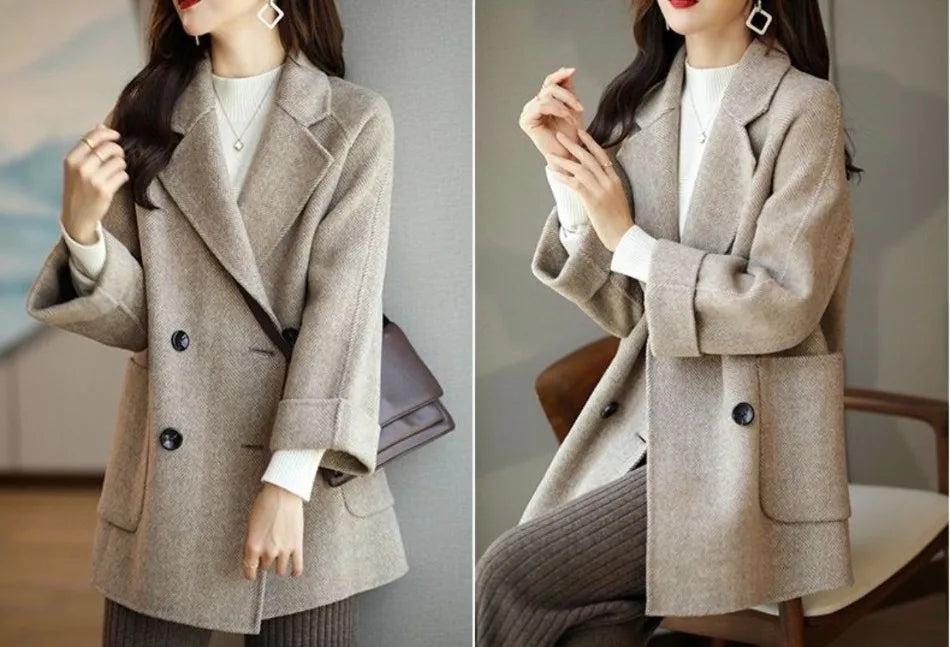 Wool Coat Elegance Coats and Jackets Women New In Autumn Winter Jacket Women Korean Style Long Sleeve Office Lady Trench Coat