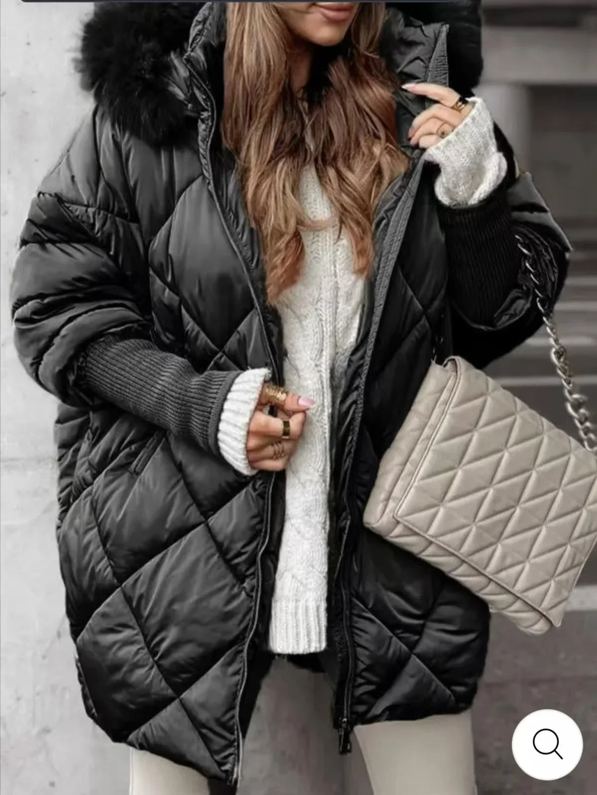 Winter Women Long Sleeve Warm Thickened Coats Fashion Temperament Hooded Zipper Commuter Wind Women's Coat Cotton-padded Jacket
