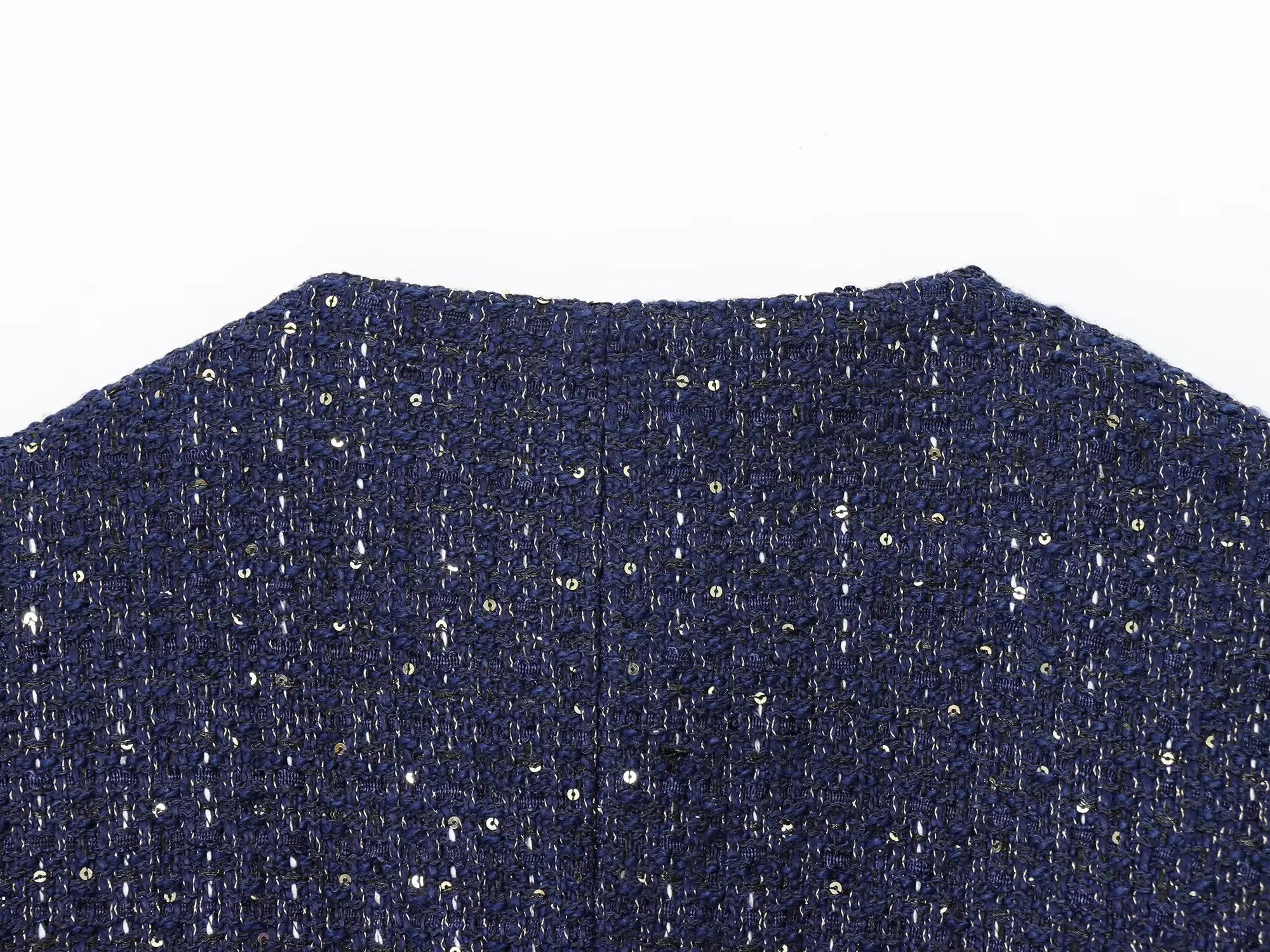 2025 Autumn New Women's Fashion Chic with Belt, Gold Button Decoration Round Neck Short Sleeve Blended Coat