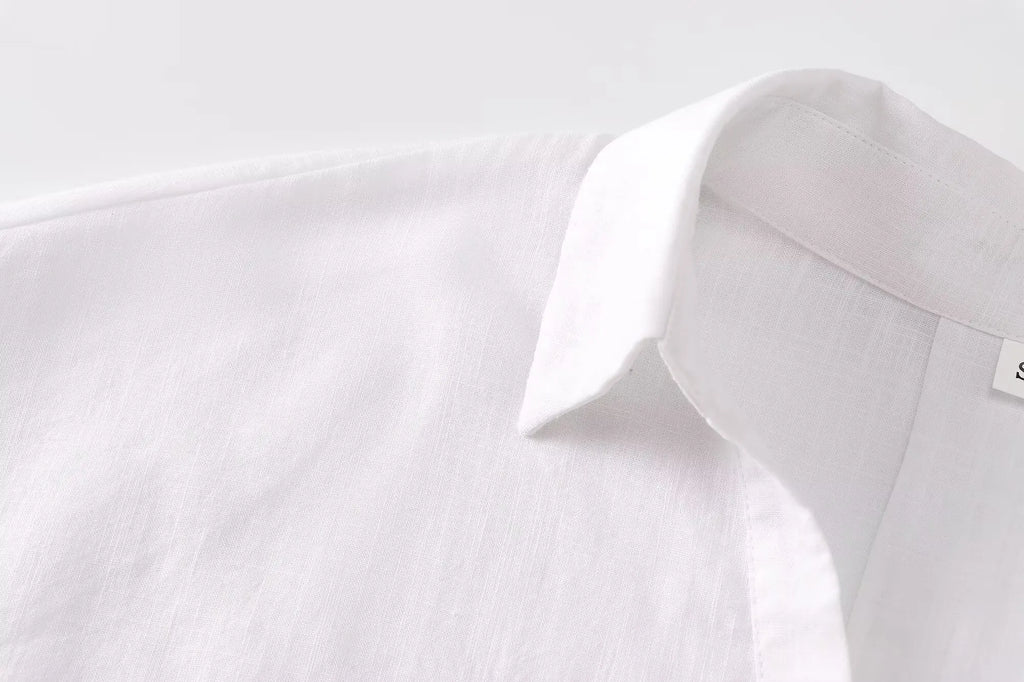 2025 Women Yellow Shirt Fashion Cotton Linen Wide-sleeved Short Shirt Single-breasted Casual Loose Blouse Mujer Roupas