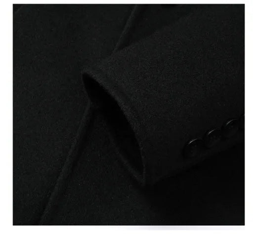 High-end Men's Double-breasted Wool Coat Fashionable Long Wool Knee-length Casual Suit Jacket for Men Peak Lapel Customized Coat