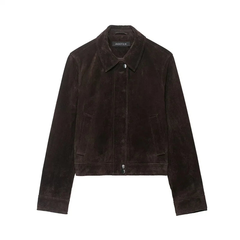 Autumn and winter lapel jacket short faux fur women's vintage casual top