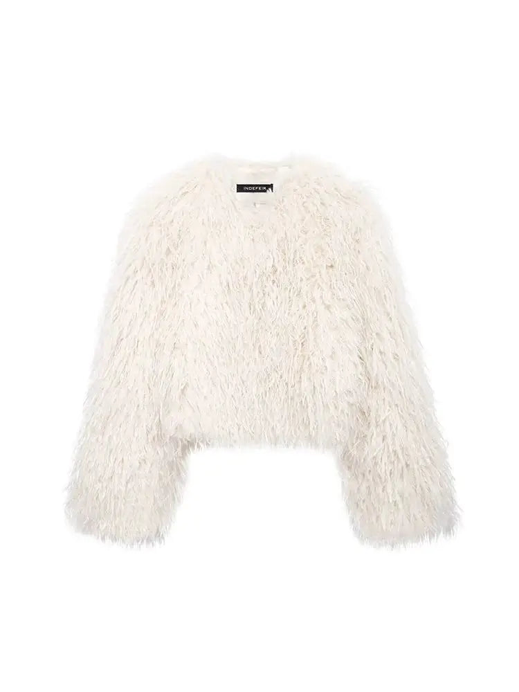 2024 New Autumn And Winter Women Warm Short Cotton Clothing Ladies Casual Faux Fur Coat Female Solid Color Fashionable Coat