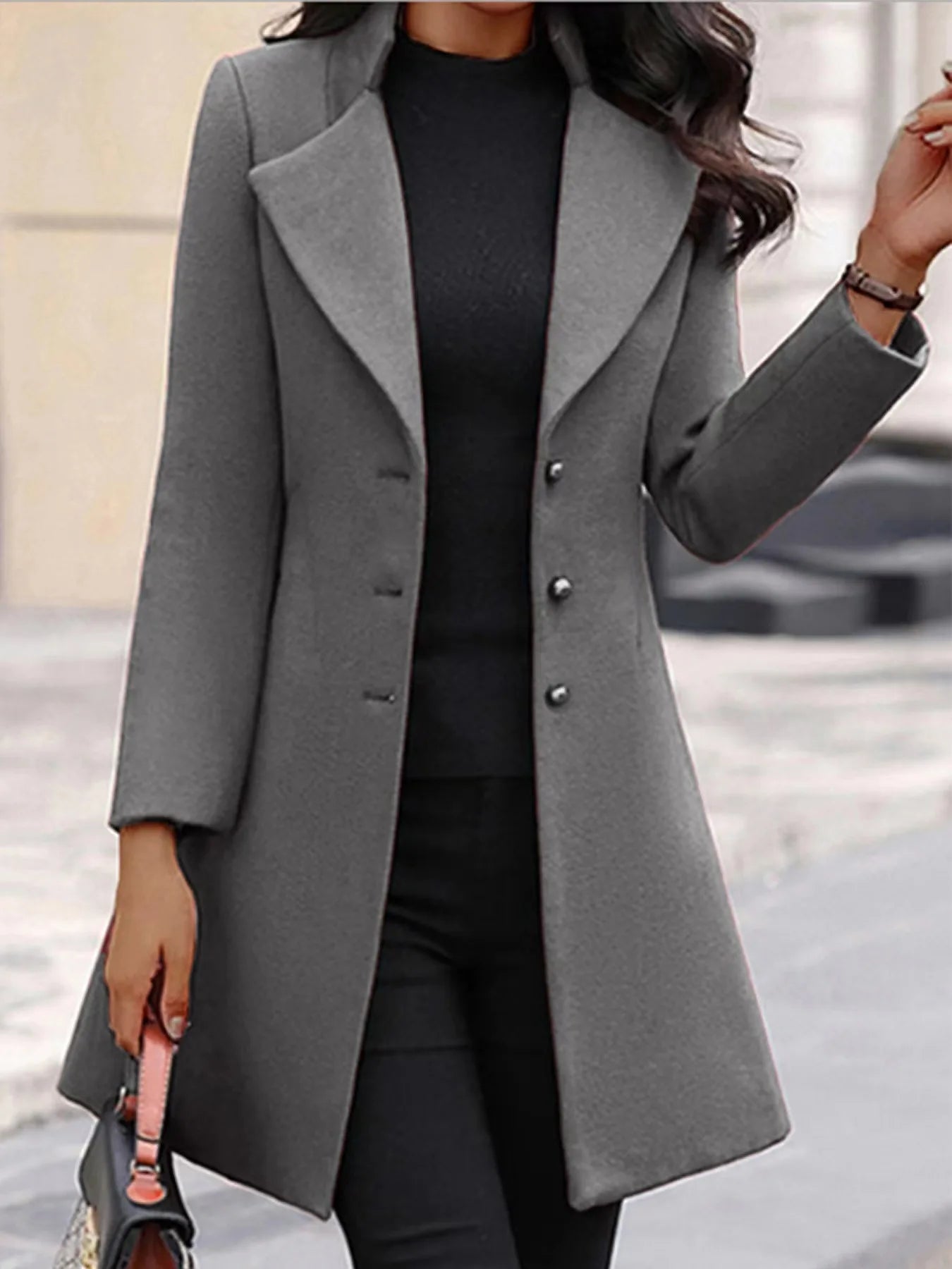 Wool Coat Jacket Women Woolen Outerwear Single Breasted Turn Down Collar Slim Mid Length Overcoat Office Lady Autumn Winter 2025