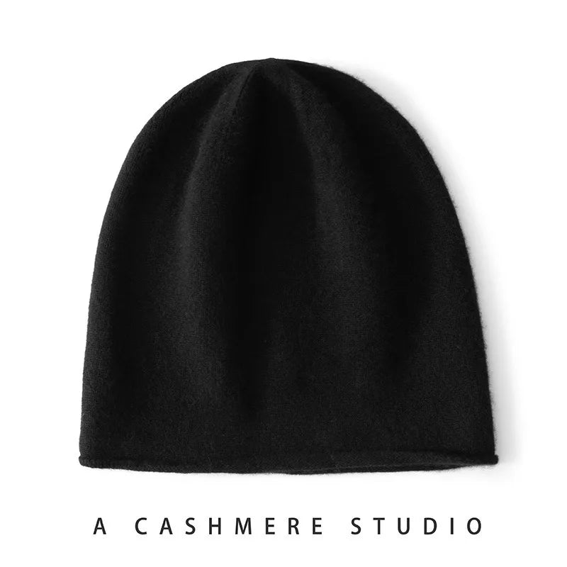 100% pure goat wool hat in winter men and women couples knitted piles of hats to keep warm and versatile