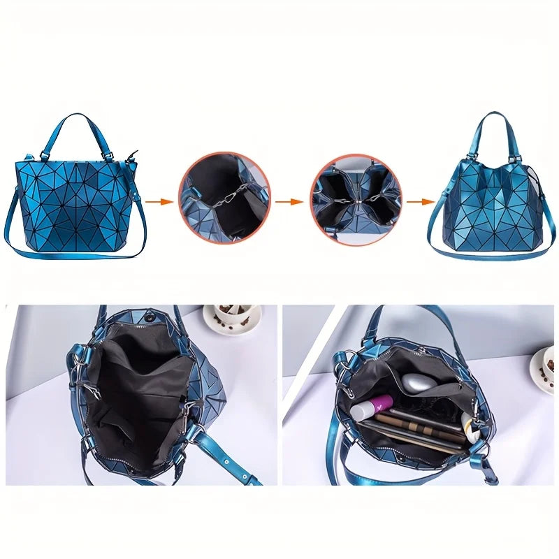 Women Handbag Tote Bag Ladies' Large-capacity Shoulder Bags Geometric Handbag Matte Bucket Bag Women Folding Crossbody Bag