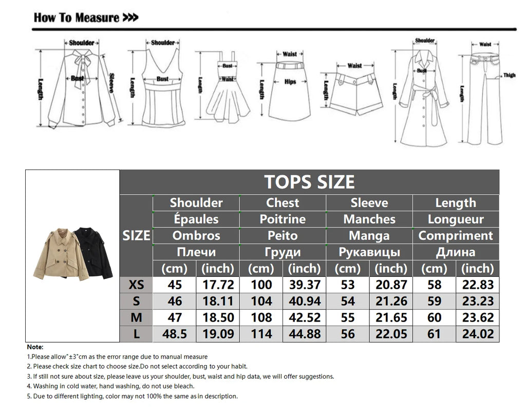 Trench Lady Coat Long Sleeve Coats Woman Jackets Casual Black Urban Classic Elegant New Denim Solid Cropped Outerwears