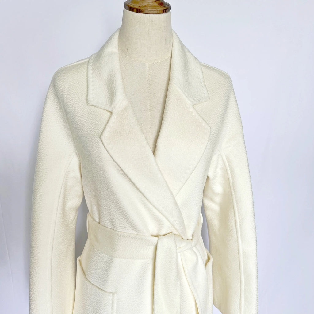 Cashmere Coat Female Winter Mid-Length Corrugated Coat Black Wool Coat Woman Autumn New Casual Fashion Red Beige Lace-Up Coat