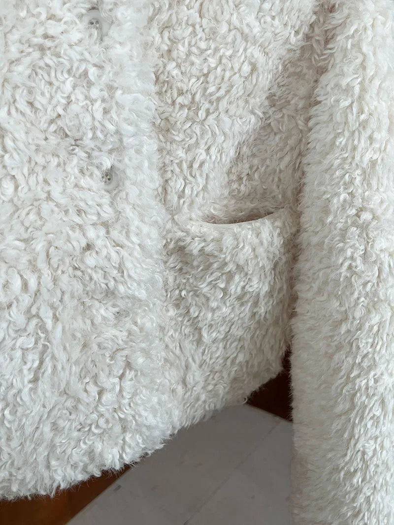 2024 Women Winter Warm Coat Furry Lambswool Coat Turn Down Coat Thick Jacket Tops For Women Coat Casaco Feminino